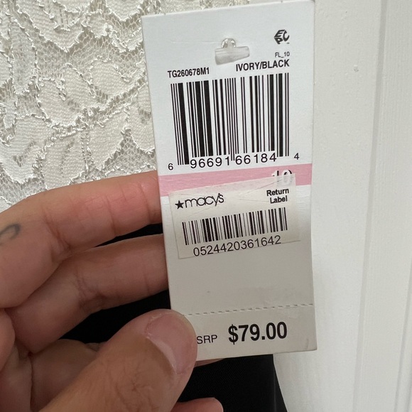 Black and White Cocktail Dress with Pearl Trim - Picture 4 of 4